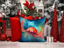 Load image into Gallery viewer, Jellyfish Throw Pillow - 14x14 Decorative Pillow – Art for Your Home &amp; Patio