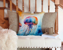 Load image into Gallery viewer, Jellyfish Throw Pillow - 14x14 Decorative Pillow – Art for Your Home &amp; Patio