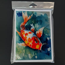 Load image into Gallery viewer, Koi Fish Greeting Cards - Blank Note Cards – 8-Pack of Artist-Designed Cards with Envelopes