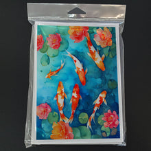 Load image into Gallery viewer, Koi Fish Greeting Cards - Blank Note Cards – 8-Pack of Artist-Designed Cards with Envelopes