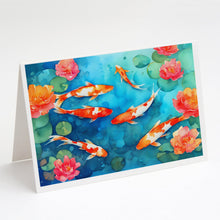 Load image into Gallery viewer, Koi Fish Greeting Cards - Blank Note Cards – 8-Pack of Artist-Designed Cards with Envelopes