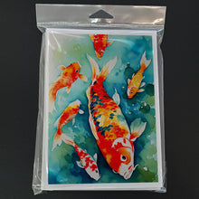 Load image into Gallery viewer, Koi Fish Greeting Cards - Blank Note Cards – 8-Pack of Artist-Designed Cards with Envelopes
