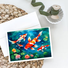 Load image into Gallery viewer, Koi Fish Greeting Cards - Blank Note Cards – 8-Pack of Artist-Designed Cards with Envelopes