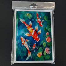 Load image into Gallery viewer, Koi Fish Greeting Cards - Blank Note Cards – 8-Pack of Artist-Designed Cards with Envelopes