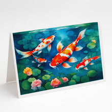 Load image into Gallery viewer, Koi Fish Greeting Cards - Blank Note Cards – 8-Pack of Artist-Designed Cards with Envelopes