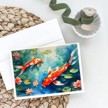 Load image into Gallery viewer, Koi Fish Greeting Cards - Blank Note Cards – 8-Pack of Artist-Designed Cards with Envelopes