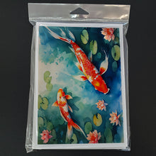Load image into Gallery viewer, Koi Fish Greeting Cards - Blank Note Cards – 8-Pack of Artist-Designed Cards with Envelopes