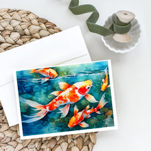 Load image into Gallery viewer, Koi Fish Greeting Cards - Blank Note Cards – 8-Pack of Artist-Designed Cards with Envelopes