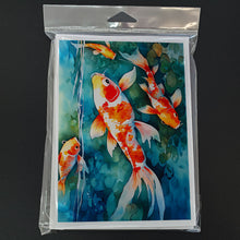 Load image into Gallery viewer, Koi Fish Greeting Cards - Blank Note Cards – 8-Pack of Artist-Designed Cards with Envelopes