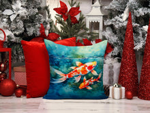 Load image into Gallery viewer, Koi Fish Throw Pillow - 14x14 Decorative Pillow – Art for Your Home &amp; Patio