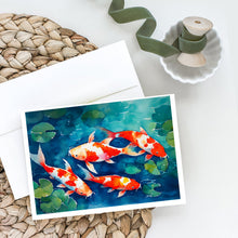 Load image into Gallery viewer, Koi Fish Greeting Cards - Blank Note Cards – 8-Pack of Artist-Designed Cards with Envelopes