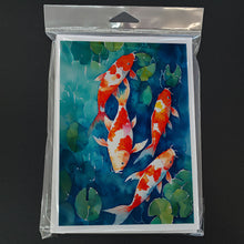 Load image into Gallery viewer, Koi Fish Greeting Cards - Blank Note Cards – 8-Pack of Artist-Designed Cards with Envelopes