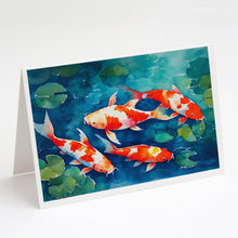 Load image into Gallery viewer, Koi Fish Greeting Cards - Blank Note Cards – 8-Pack of Artist-Designed Cards with Envelopes