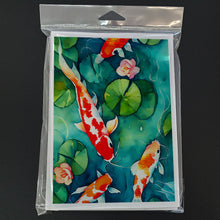 Load image into Gallery viewer, Koi Fish Greeting Cards - Blank Note Cards – 8-Pack of Artist-Designed Cards with Envelopes