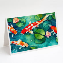 Load image into Gallery viewer, Koi Fish Greeting Cards - Blank Note Cards – 8-Pack of Artist-Designed Cards with Envelopes