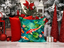 Load image into Gallery viewer, Koi Fish Throw Pillow - 14x14 Decorative Pillow – Art for Your Home &amp; Patio