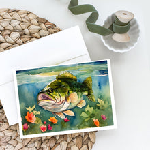 Load image into Gallery viewer, Largemouth Bass Greeting Cards - Blank Note Cards – 8-Pack of Artist-Designed Cards with Envelopes