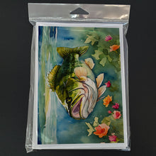 Load image into Gallery viewer, Largemouth Bass Greeting Cards - Blank Note Cards – 8-Pack of Artist-Designed Cards with Envelopes