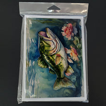 Load image into Gallery viewer, Largemouth Bass Greeting Cards - Blank Note Cards – 8-Pack of Artist-Designed Cards with Envelopes