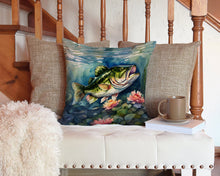 Load image into Gallery viewer, Largemouth Bass Throw Pillow - 14x14 Decorative Pillow – Art for Your Home &amp; Patio