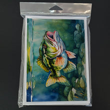 Load image into Gallery viewer, Largemouth Bass Greeting Cards - Blank Note Cards – 8-Pack of Artist-Designed Cards with Envelopes