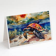 Load image into Gallery viewer, Loggerhead Sea Turtle Greeting Cards - Blank Note Cards – 8-Pack of Artist-Designed Cards with Envelopes