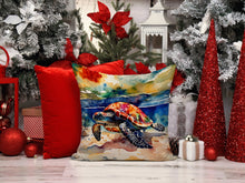Load image into Gallery viewer, Loggerhead Sea Turtle Throw Pillow - 14x14 Decorative Pillow – Art for Your Home &amp; Patio