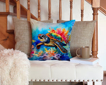 Load image into Gallery viewer, Loggerhead Sea Turtle Throw Pillow - 14x14 Decorative Pillow – Art for Your Home &amp; Patio