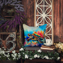 Load image into Gallery viewer, Loggerhead Sea Turtle Throw Pillow - 14x14 Decorative Pillow – Art for Your Home &amp; Patio