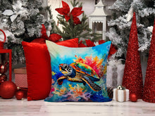 Load image into Gallery viewer, Loggerhead Sea Turtle Throw Pillow - 14x14 Decorative Pillow – Art for Your Home &amp; Patio