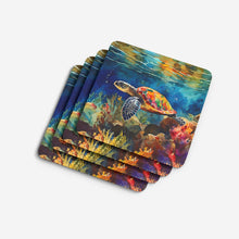 Load image into Gallery viewer, Loggerhead Sea Turtle Coasters - Set of 4 Lightweight Foam, Absorbent Drink Coasters