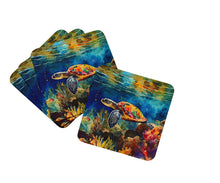 Load image into Gallery viewer, Loggerhead Sea Turtle Coasters - Set of 4 Lightweight Foam, Absorbent Drink Coasters