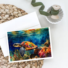 Load image into Gallery viewer, Loggerhead Sea Turtle Greeting Cards - Blank Note Cards – 8-Pack of Artist-Designed Cards with Envelopes