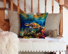 Load image into Gallery viewer, Loggerhead Sea Turtle Throw Pillow - 14x14 Decorative Pillow – Art for Your Home &amp; Patio