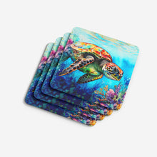 Load image into Gallery viewer, Loggerhead Sea Turtle Coasters - Set of 4 Lightweight Foam, Absorbent Drink Coasters