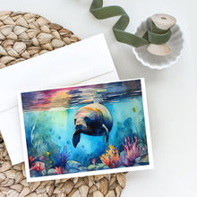 Load image into Gallery viewer, Manatee Greeting Cards - Blank Note Cards – 8-Pack of Artist-Designed Cards with Envelopes