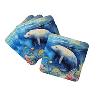 Load image into Gallery viewer, Manatee Coasters - Set of 4 Lightweight Foam, Absorbent Drink Coasters