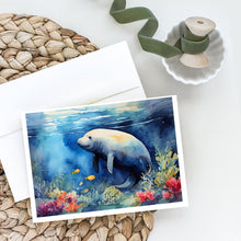 Load image into Gallery viewer, Manatee Greeting Cards - Blank Note Cards – 8-Pack of Artist-Designed Cards with Envelopes