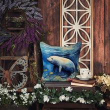 Load image into Gallery viewer, Manatee Throw Pillow - 14x14 Decorative Pillow – Art for Your Home &amp; Patio