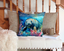 Load image into Gallery viewer, Manatee Throw Pillow - 14x14 Decorative Pillow – Art for Your Home &amp; Patio