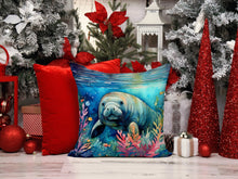 Load image into Gallery viewer, Manatee Throw Pillow - 14x14 Decorative Pillow – Art for Your Home &amp; Patio