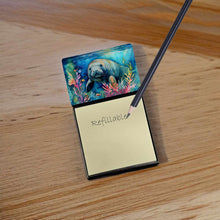 Load image into Gallery viewer, Manatee Sticky Note Holder- Refiilable Desk Accessory Note Pad