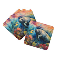 Load image into Gallery viewer, Manatee Coasters - Set of 4 Lightweight Foam, Absorbent Drink Coasters