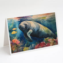 Load image into Gallery viewer, Manatee Greeting Cards - Blank Note Cards – 8-Pack of Artist-Designed Cards with Envelopes