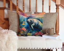 Load image into Gallery viewer, Manatee Throw Pillow - 14x14 Decorative Pillow – Art for Your Home &amp; Patio