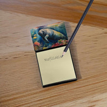 Load image into Gallery viewer, Manatee Sticky Note Holder- Refiilable Desk Accessory Note Pad