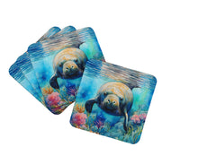 Load image into Gallery viewer, Manatee Coasters - Set of 4 Lightweight Foam, Absorbent Drink Coasters