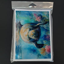 Load image into Gallery viewer, Manatee Greeting Cards - Blank Note Cards – 8-Pack of Artist-Designed Cards with Envelopes