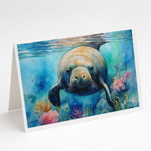 Load image into Gallery viewer, Manatee Greeting Cards - Blank Note Cards – 8-Pack of Artist-Designed Cards with Envelopes