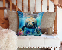 Load image into Gallery viewer, Manatee Throw Pillow - 14x14 Decorative Pillow – Art for Your Home &amp; Patio